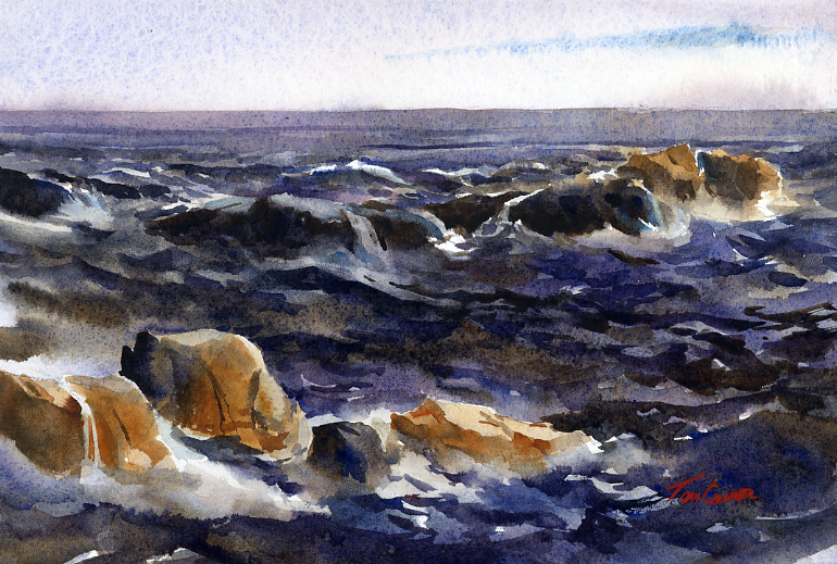 770x519 Back Shore Surf Original Watercolor Painting Vermont