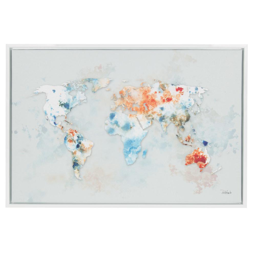 1000x1000 Kate And Laurel Sylvie Watercolor World Map By Redstreake Framed
