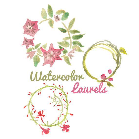 570x570 Watercolor Laurel Flower Clip Art Digitalpresscreations