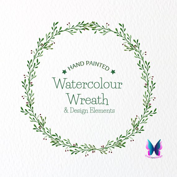 570x570 Watercolour Laurel Wreath Digital Clipart. Watercolor Laurel Etsy