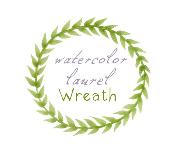 570x507 Digital Clipart Watercolor Laurel Frame Leaves Floral Etsy