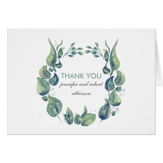 540x540 Rustic Watercolor Laurel Wreath Wedding Thank You Zazzle.ca