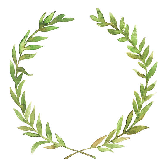 570x570 Watercolor Green Laurel Wreath Download Stationary