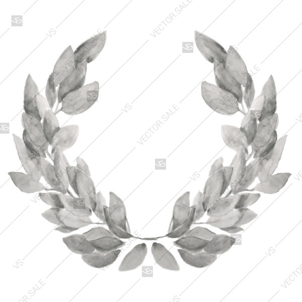 600x600 Watercolor Gray Laurel Wreath Bridal Shower Invitation