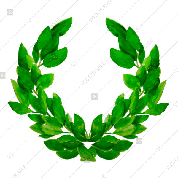 600x600 Watercolor Green Laurel Wreath