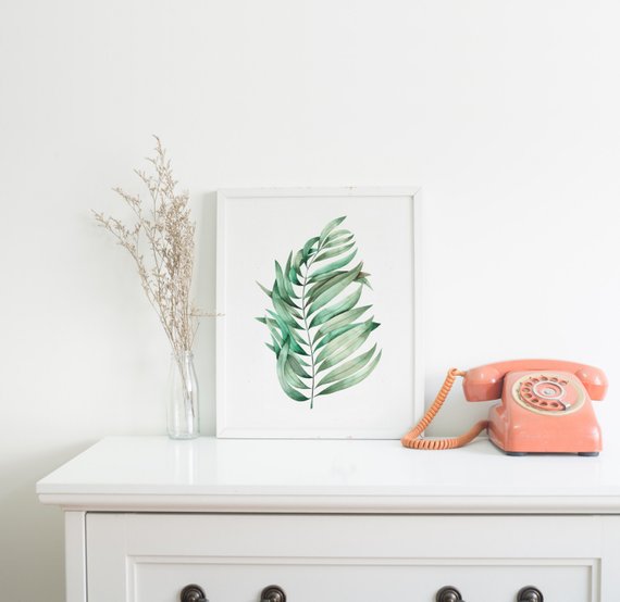 570x554 Leaf Print Watercolor Leaf Art Watercolor Prints Green Etsy