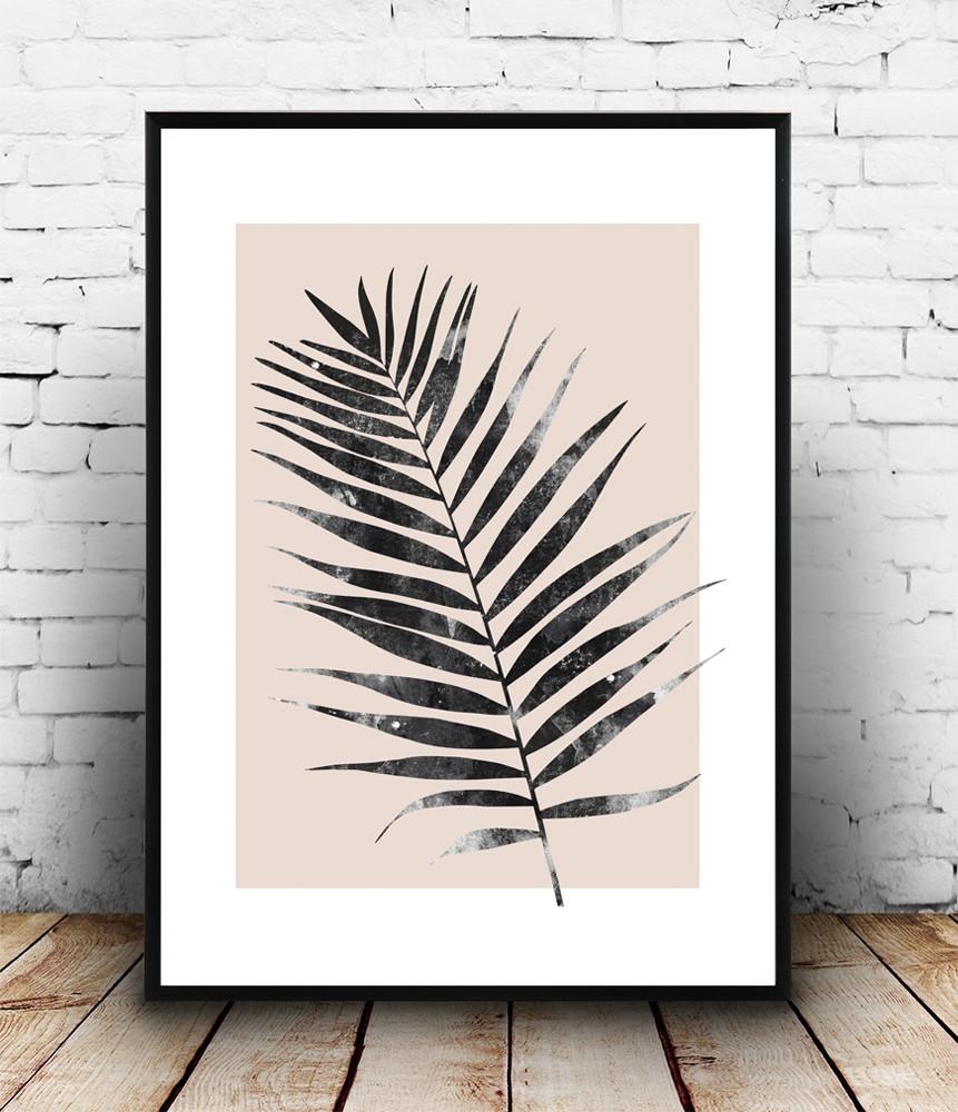 861x1000 Palm Leaf Print, Pink Botanical Poster, Watercolor Art, Modern