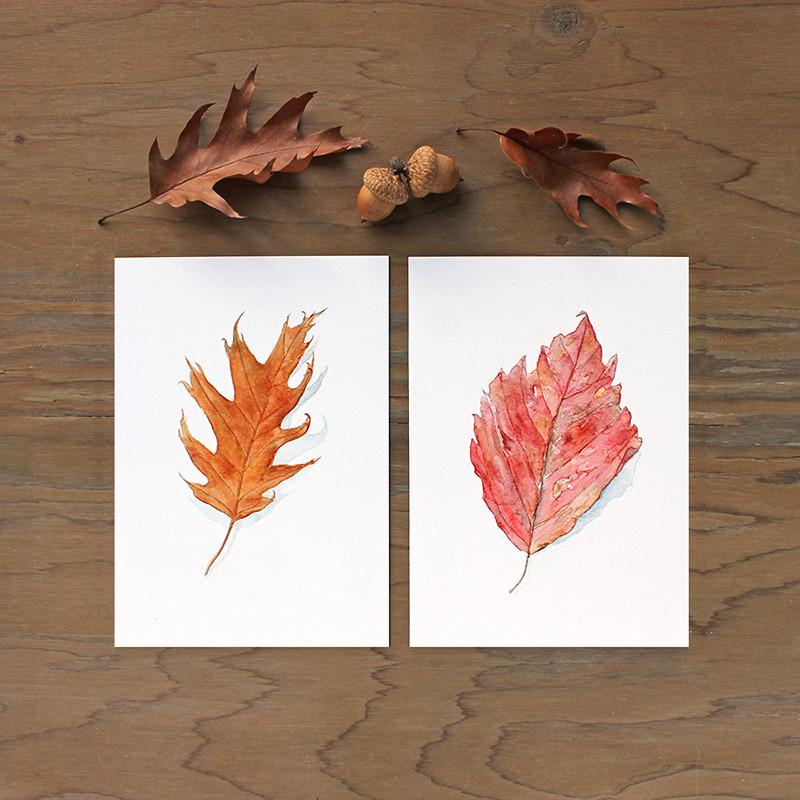 800x800 Set Of Two Autumn Leaf Prints Trowel And Paintbrush