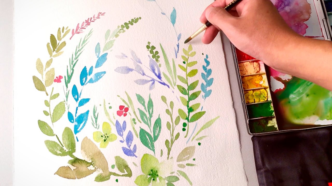 1280x720 Lvl3] Watercolor Leaves Clipart