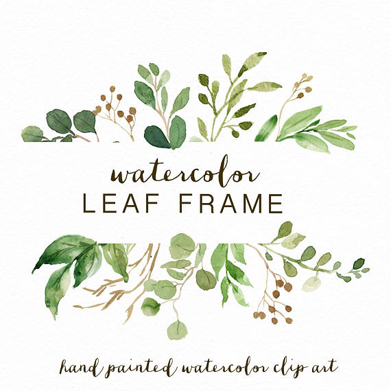 570x570 Watercolor Leaf Frameleaveswedding Invitationclipart