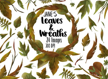 350x258 Watercolor Leaves Clipart By Digitalartsi Teachers Pay Teachers