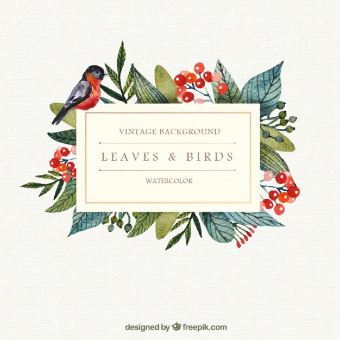 1170x1170 Free Vector Watercolor Leaves And Bird Background