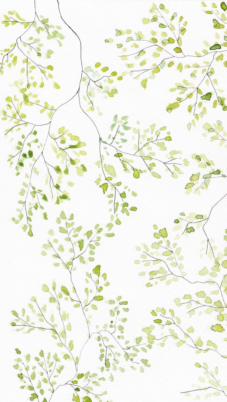 736x1305 Green White Watercolour Blossom Leaves Ref Art In 2018