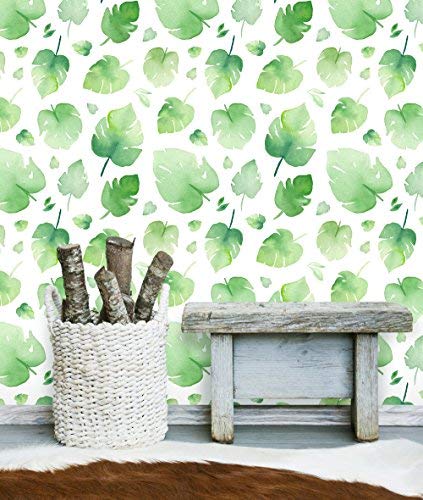 423x500 Peel And Stick Removable Wallpaper Watercolor Green