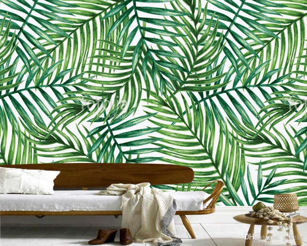 1000x800 Custom Wall Leaf Wallpaper,watercolor Tropical Palm Leaves Fresco