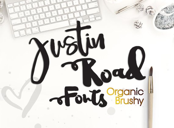 570x418 Justin Road Font Brush Fonts Watercolor Lettering Digital Etsy
