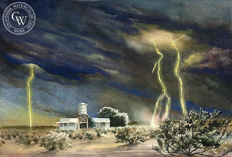 800x543 Lightning Storm, C. 1948, Art By Ruth Lotan California Watercolor