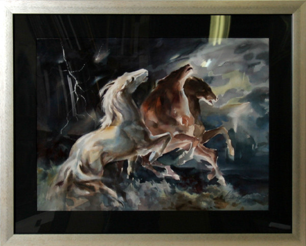 600x482 Lumen Martin Winter, Lightning, Watercolor Painting