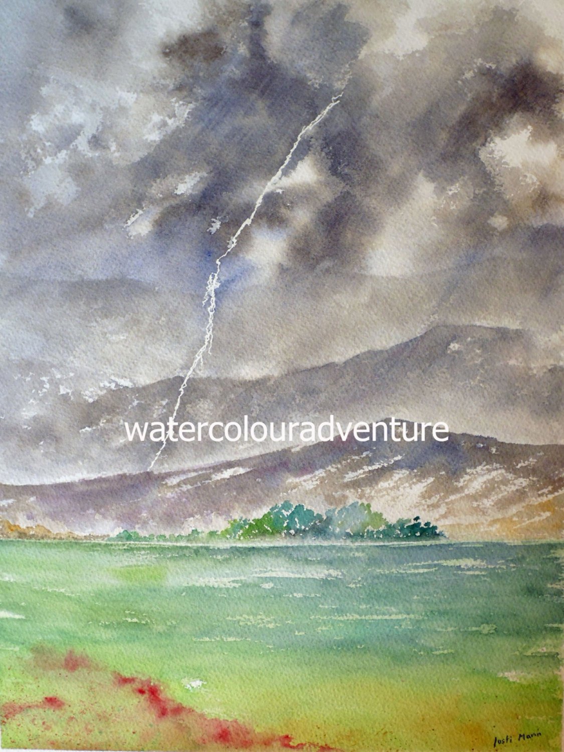 1125x1500 Original Watercolor Watercolor Landscape Watercolor Storm Etsy