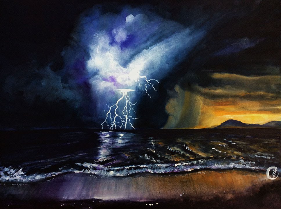 968x723 Watercolor Storm With Lightening Painting Demonstration