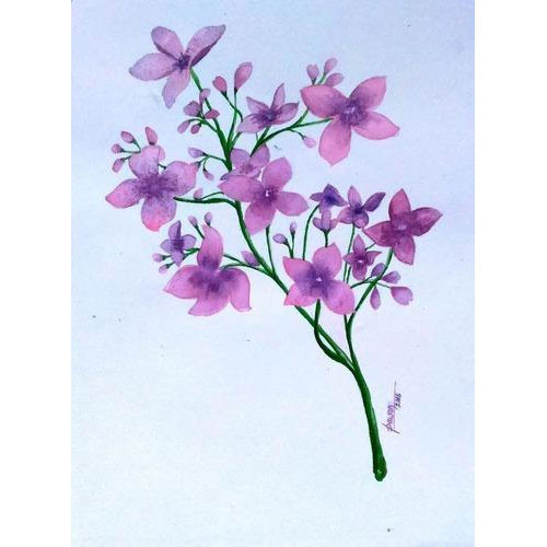 500x500 Lily Watercolor Painting, Paani Ke Rang Wali Chitrakari, Water