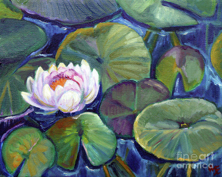 900x717 Lily Pads In Pond Study Painting By Hilary England
