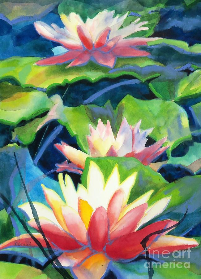 650x900 Styalized Lily Pads 3 Watercolor Kathy Braud Water Color Art