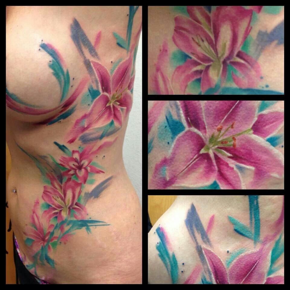 960x960 Awesome Watercolor Stargazer Lily Tattoo By Mike Shultz Tattoos