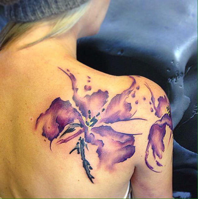 650x652 Purple Lily Watercolor Best Tattoo Design Ideas