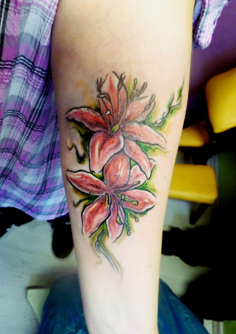 752x1063 Watercolor Lilies Tattoo By Boise By Schubert1976