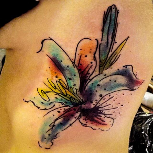 640x640 Watercolor Stargazer Lily Tattoo