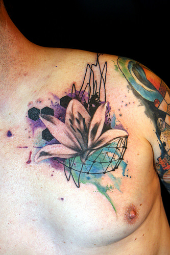 333x500 Abstract Watercolor Lily Tattoo