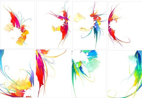 600x414 Lines Vector Material Watercolor Ink Marks Graphics Collection