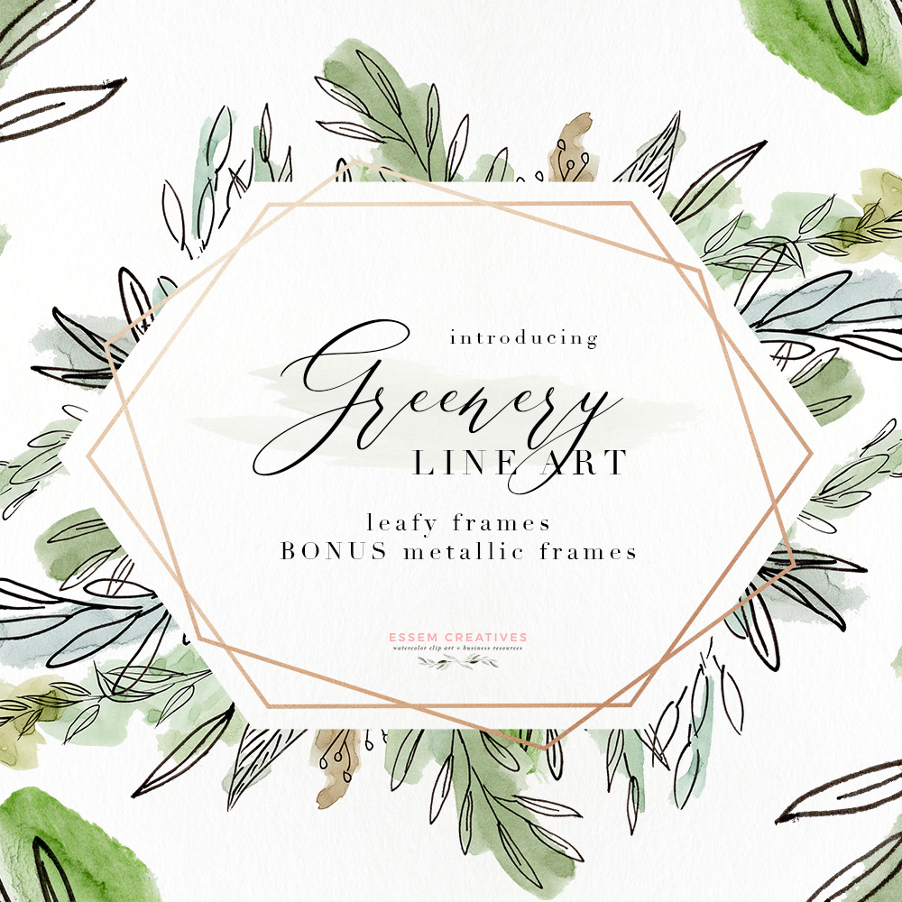 1000x1000 Watercolor Greenery Line Art Png Clipart, Tropical Rustic
