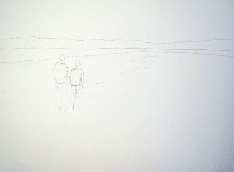 800x588 Drawing For Atmospheric Beach Scene Watercolor Landscape