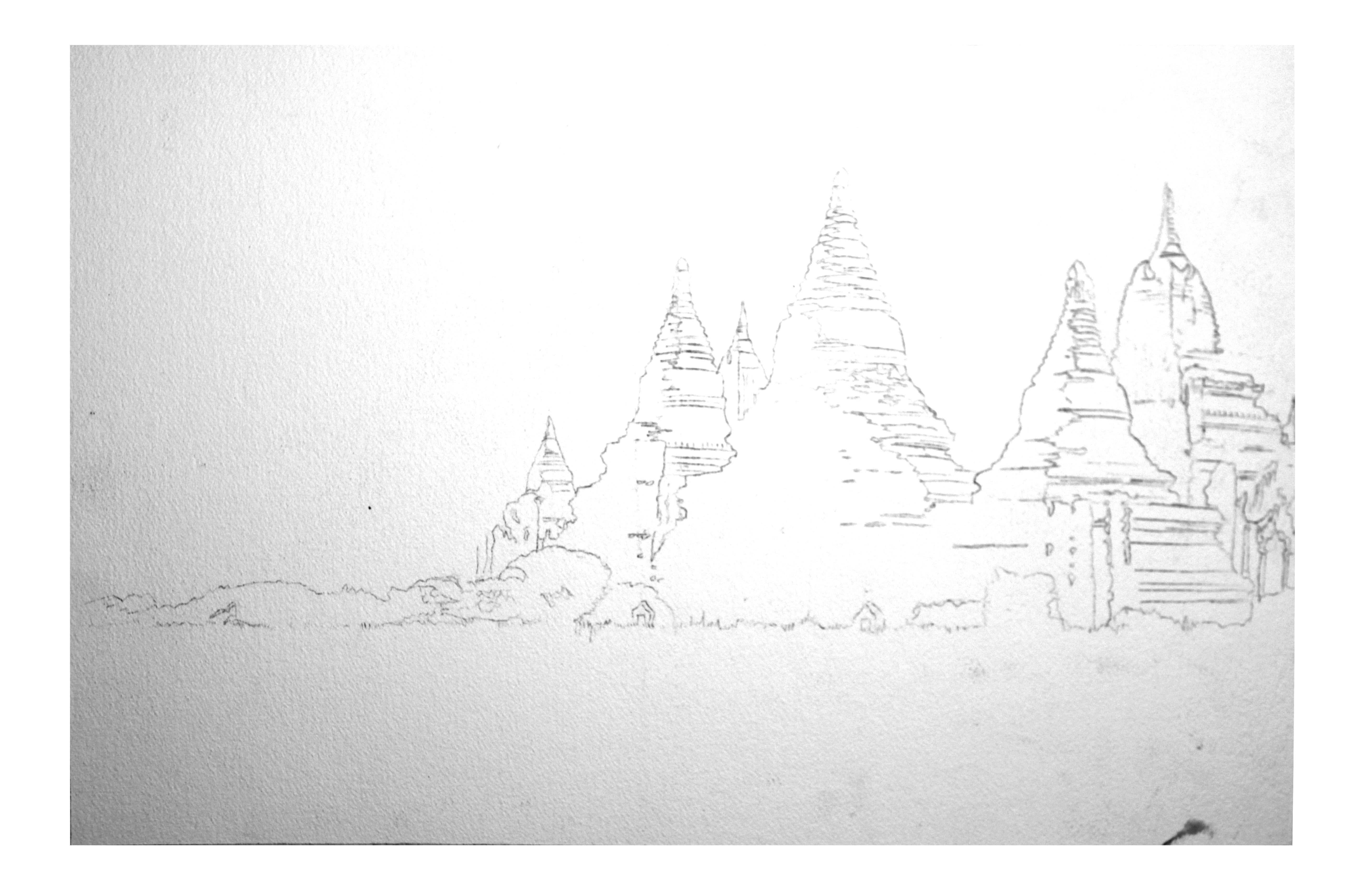 5616x3744 Watercolor Demonstration Asian Ruins