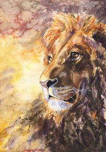 209x300 Lion King Print Of The Original Watercolor Painting Africa Wild