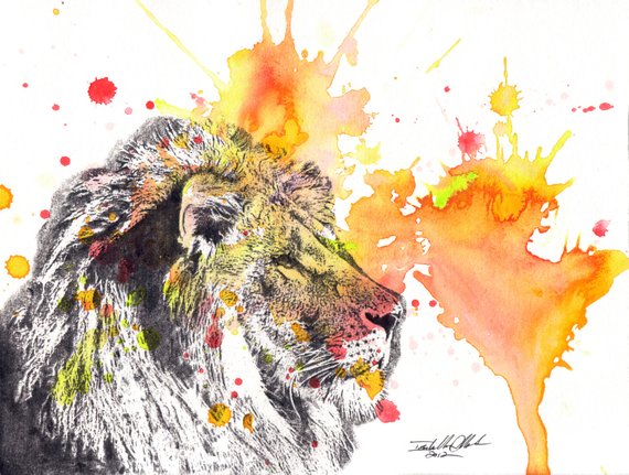 570x431 Lion Painting Animal Art Print Watercolor Painting Baby Unique Etsy