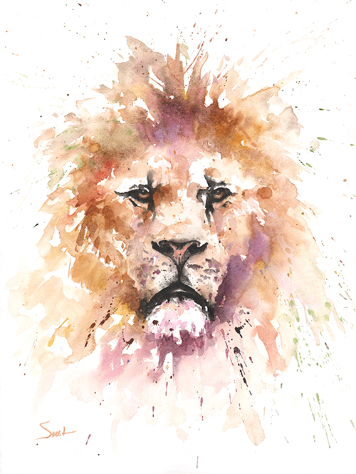 500x665 Lion Watercolor Print Watercolor Animal Paintings