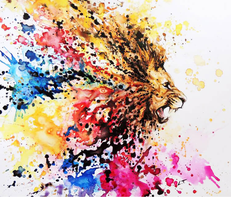750x640 Lion Painting By Louise Terrier No. 596