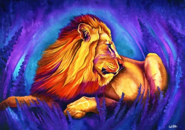 640x449 Papa Signed Print From Original Watercolor Lion Painting