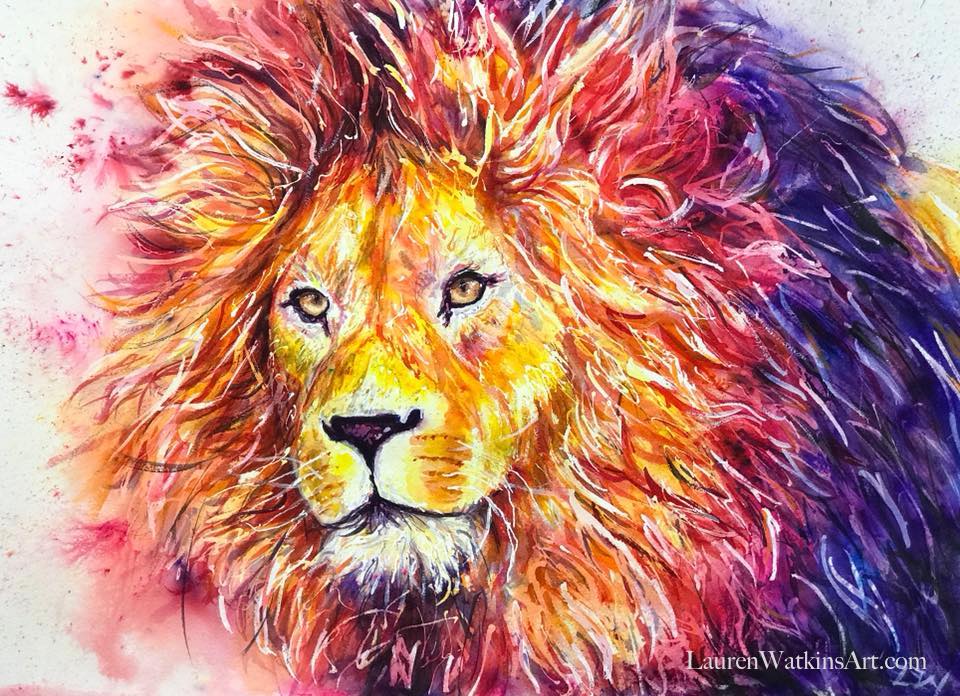 960x696 Wise Lion Watercolor Painting Lauren Watkins Art