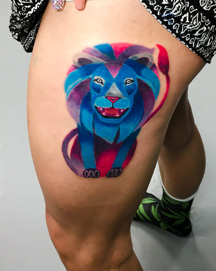 760x950 Watercolor Lion Tattoo My Client Is A Big Fan Of Russian