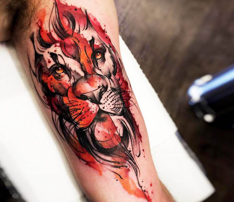 750x650 Watercolor Lion Tattoo By Felipe Rodrigues Post 16265