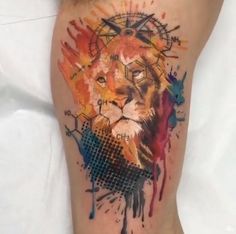 236x234 33 Best Watercolor Lion Tattoos For Women Images