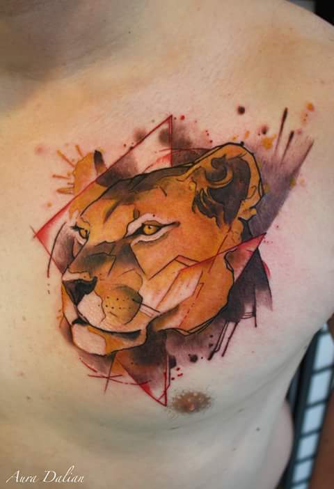 480x702 My First! Watercolor Abstract Lioness Done By Aura