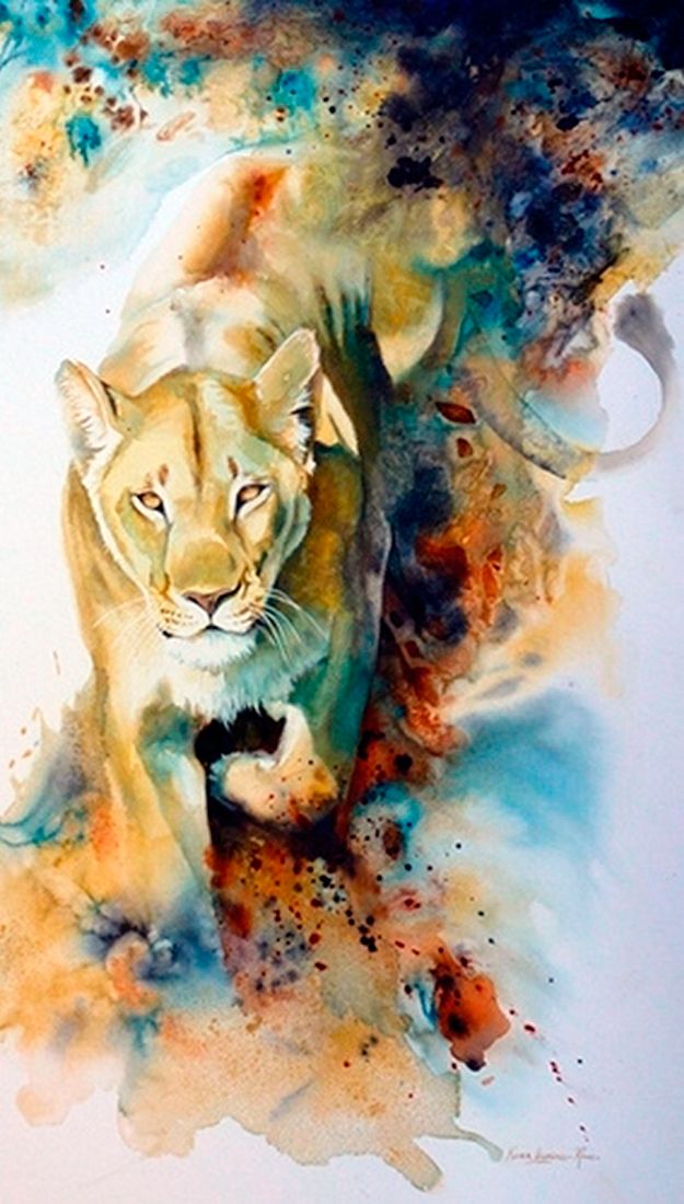 625x1100 Pin By Joe Base On Lioness Watercolor Art