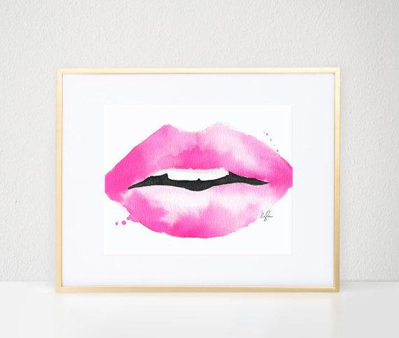 570x483 Lipstick Watercolor Print I Believe In Pink Boutique