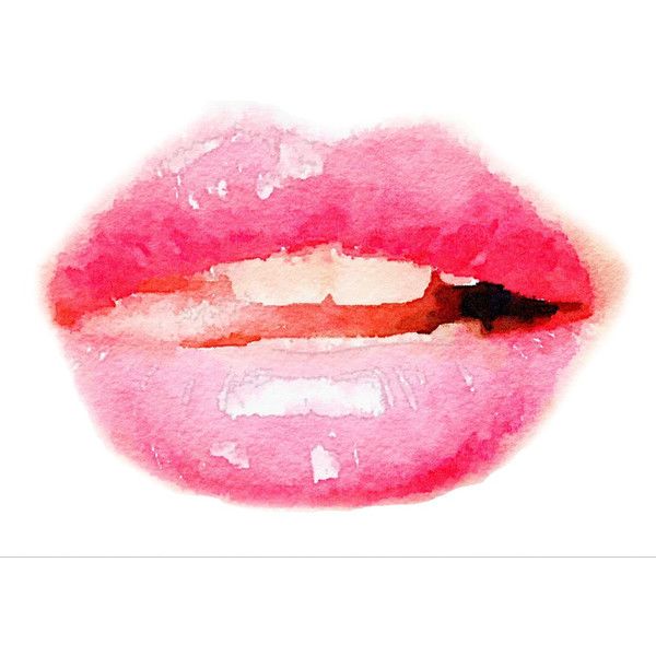 600x600 Pink Lips Print From Watercolor Painting, Art Fashion Illustration