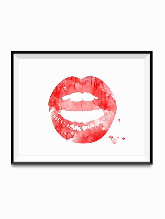 570x754 Red Lips Print Watercolor Lips Art Lips Art Lipstick Mark Paris
